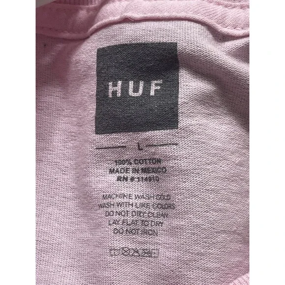 NEW HUF WORLDWIDE Pink with Rose Graphic T Shirt SIZE Large - Picture 5 of 12